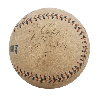 1919 Babe Ruth and Ty Cobb Dual Signed OAL Baseball (JSA)